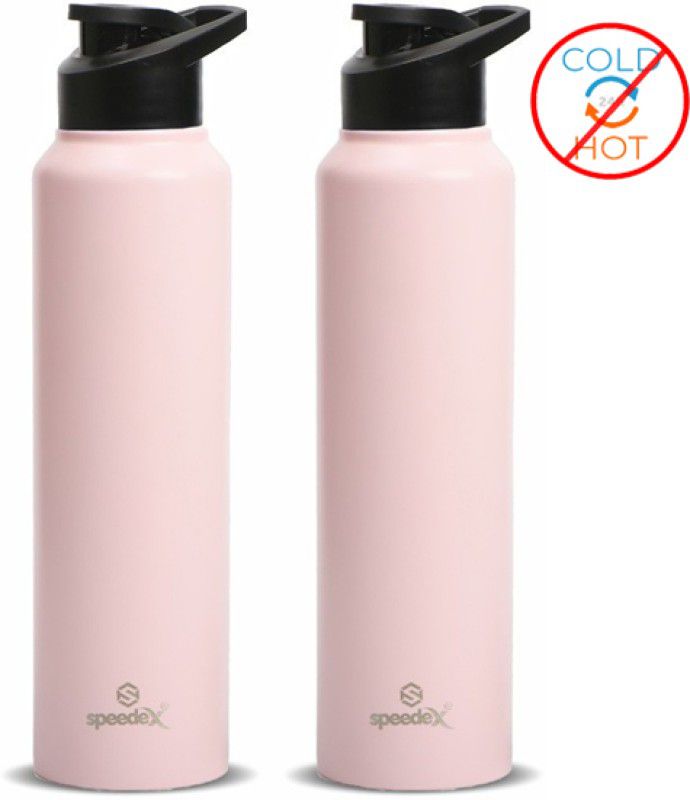 SPEEDEX Stainless Steel Water Bottle for fridge School Gym Yoga Home office Boys Girls 1000 ml Bottle  (Pack of 2, Pink, Steel)