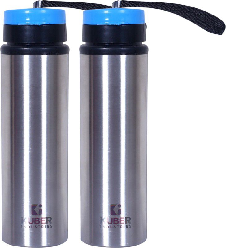 KUBER INDUSTRIES Stainless Steel|Bottle For School Kids With Sipper Cap & Handle Packof 2(Silver) 750 ml Bottle  (Pack of 2, Silver, Steel)