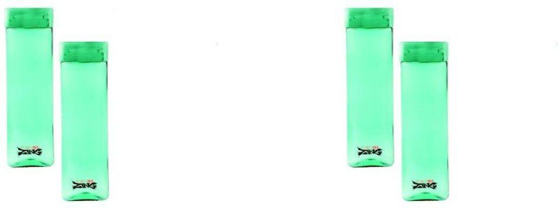 R.sons Plastic Zing Square with Flip Top Cap, 1000 ML, Pack of 4 Water Bottle 1000 ml Bottle  (Pack of 4, Green, Plastic)