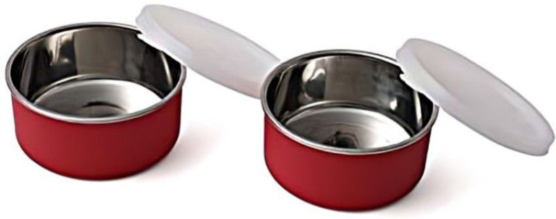 Red Storage Small Bowl ,Food Serving Bowl ,Microwave Safe With lid Stainless Steel, Polypropylene Serving Bowl  (Red, Pack of 4)