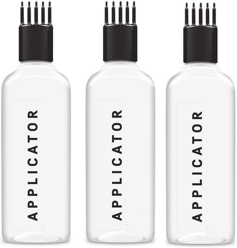 Glamezone New Hair Root Applicator Bottle with Comb Cap for Applying Hair Oil Pack of 3 100 ml Bottle  (Pack of 3, White, Plastic)