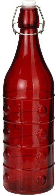GLAMOROUS GLASS BOTTEL5 1000 ml Bottle  (Pack of 1, Red, Glass)