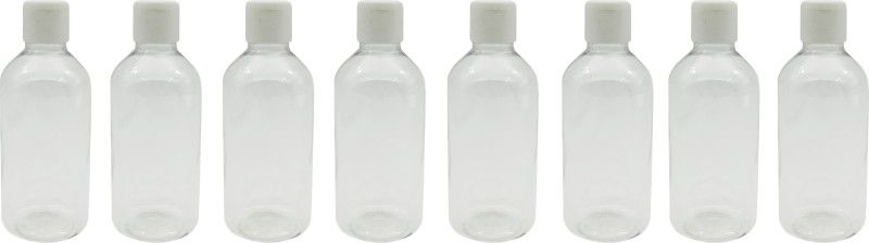 Harspet 200ml Empty Refillable Transparent Fliptop Bottle Set of 8 200 ml Bottle  (Pack of 8, Clear, PET)
