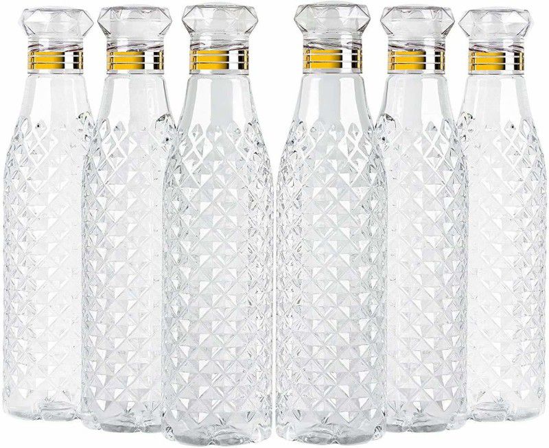 darkhood Crystal Clear Water Bottle for Fridge,for Home Office Gym School Boy,Unbreakable 1000 ml Bottle  (Pack of 6, Clear, Plastic)