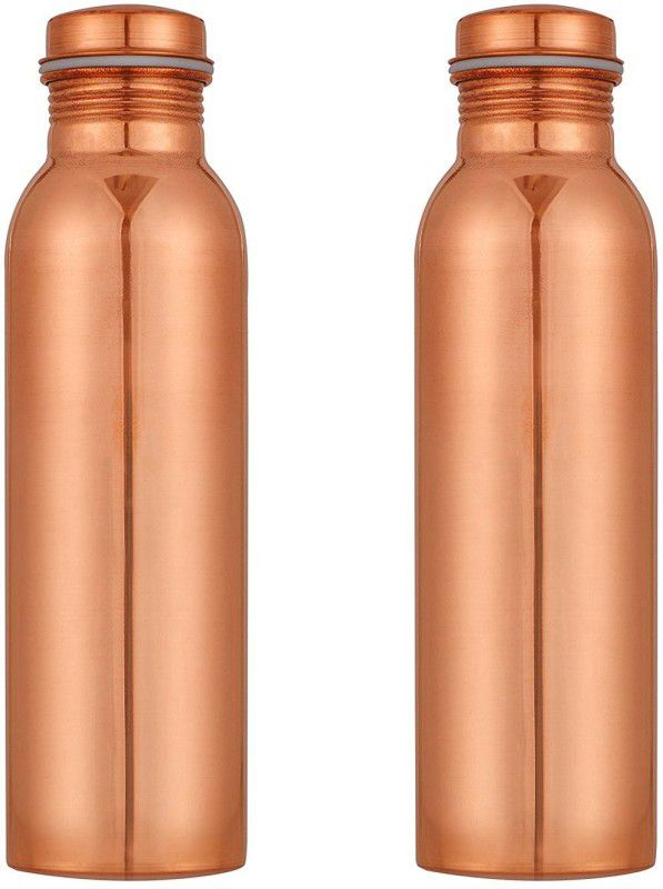 YYAHS Copper Water Bottle 600 ml Bottle  (Pack of 2, Brown, Copper)