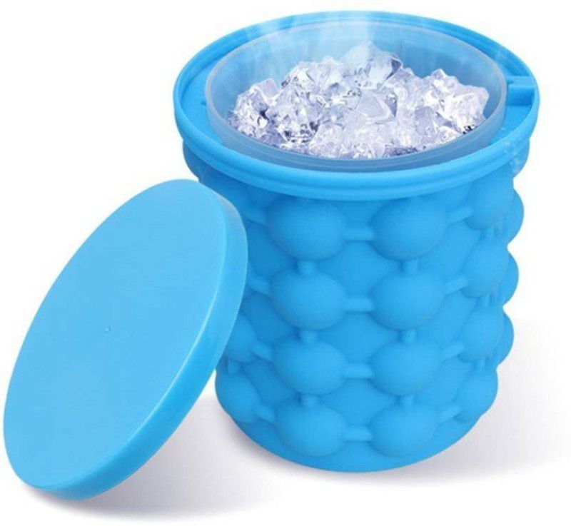 Pitambara 1 L Silicone Ice Cube Maker Bucket Ice Bucket  (Blue)