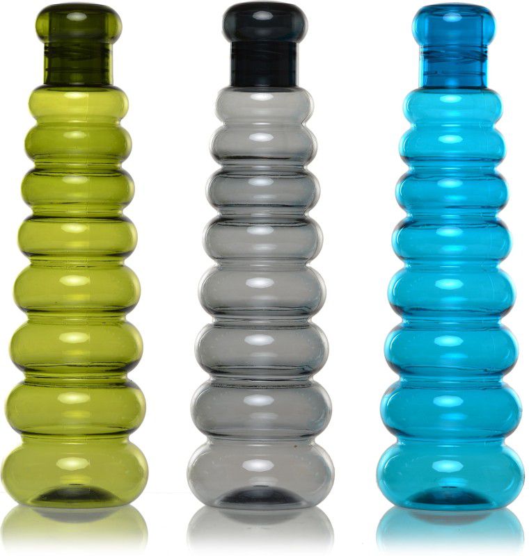 Flipkart SmartBuy Shank Shape water bottle of 1000 ml Bottle  (Pack of 3, Multicolor, PET)