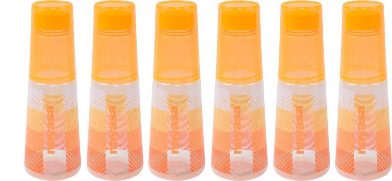 NAYASA BOTTLE WITH GLASS 1000 ml Bottle  (Pack of 6, Orange, PET)