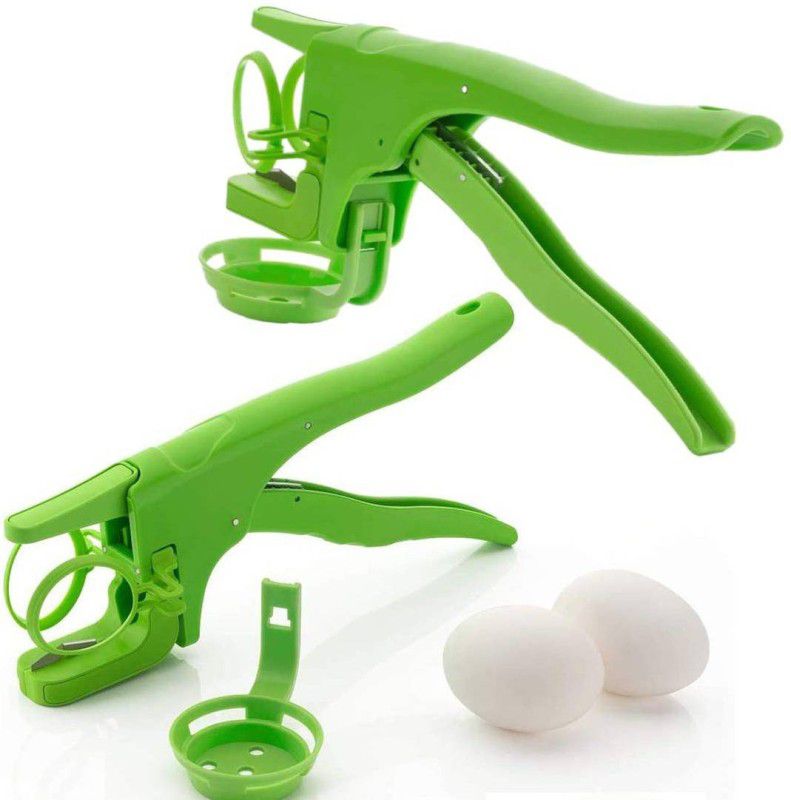 StupidCart Combo of 2 | Plastic Handheld Egg Breaker, Egg Cracker, Egg Opener | Plastic Egg Separator Set  (Green, Pack of 2)