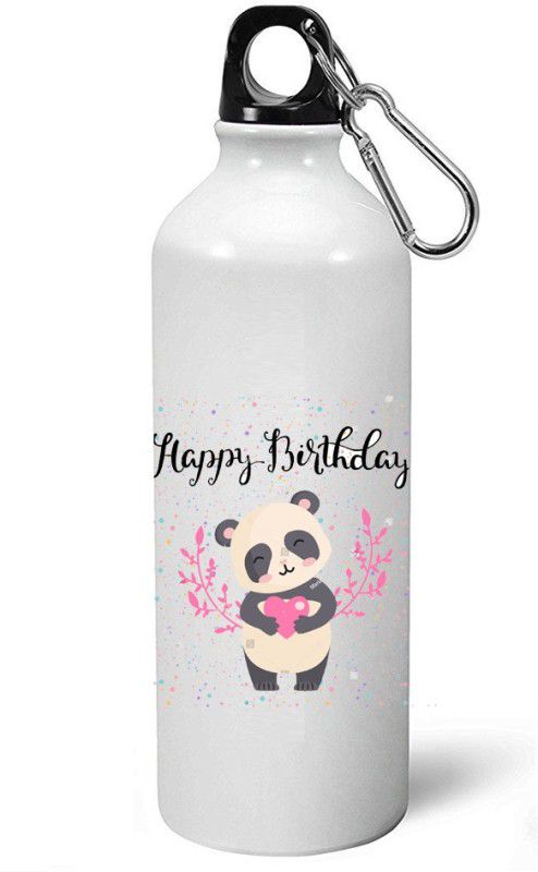 MUGKIN HBS94 Happy Birthday Printed WHITE Aluminium bottle *Too Light In Weight*-ml 750 Bottle  (Pack of 1, White, Aluminium)