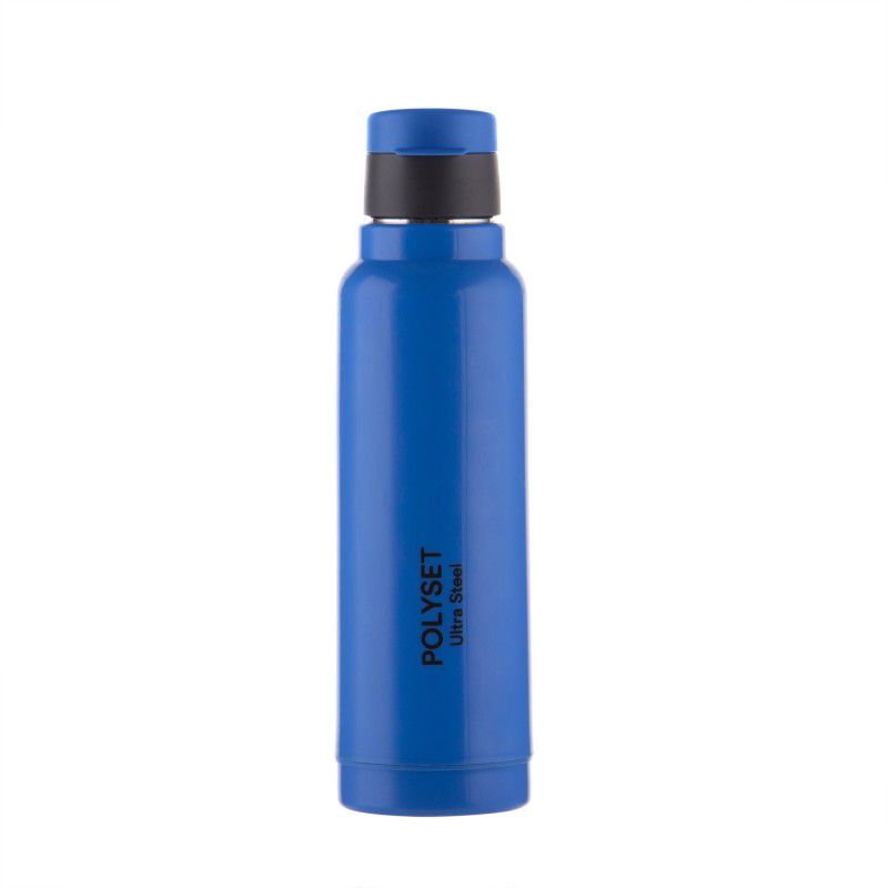 POLYSET by Polyset Plastics Private Limited - India Vogue Fliptop 600ml, Double Wall PU Insulated Inner Steel Bottle, Blue, Pack of 1 600 ml Bottle  (Pack of 1, Blue, Steel)