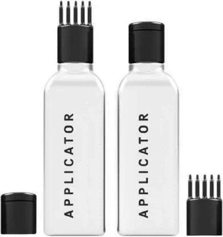 Glamezone Applicator Bottle with Comb Cap for Applying Hair Oil , Shampoo and Medicine 100 ml Bottle  (Pack of 2, White, Plastic)