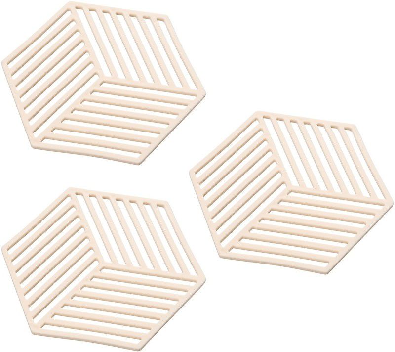 olwick Silicone Trivet Mats and Hot Pads, Hexagon Shape Mat For Bowl, Dish Polyvinyl Chloride Trivet  (Pack of 3)