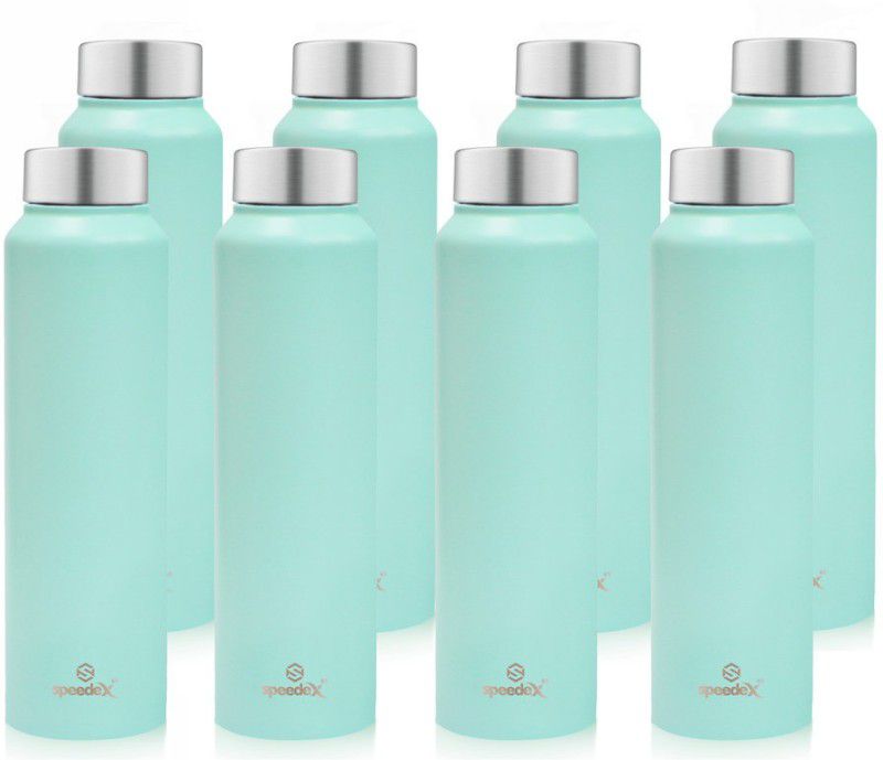 SPEEDEX Stainless Steel Water Bottle for fridge School Gym Sports Home office Boys Girls 1000 ml Bottle  (Pack of 8, Green, Steel)