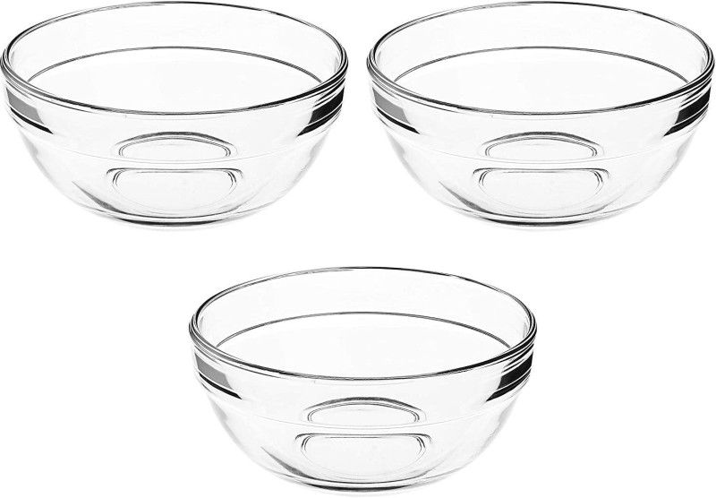 9CM6001 Glass Soup Bowl  (White, Pack of 3)