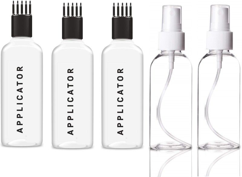 ShopCircuit Spray Bottle with Applicater Bottle 100 ml 100 ml Bottle  (Pack of 5, White, Plastic)