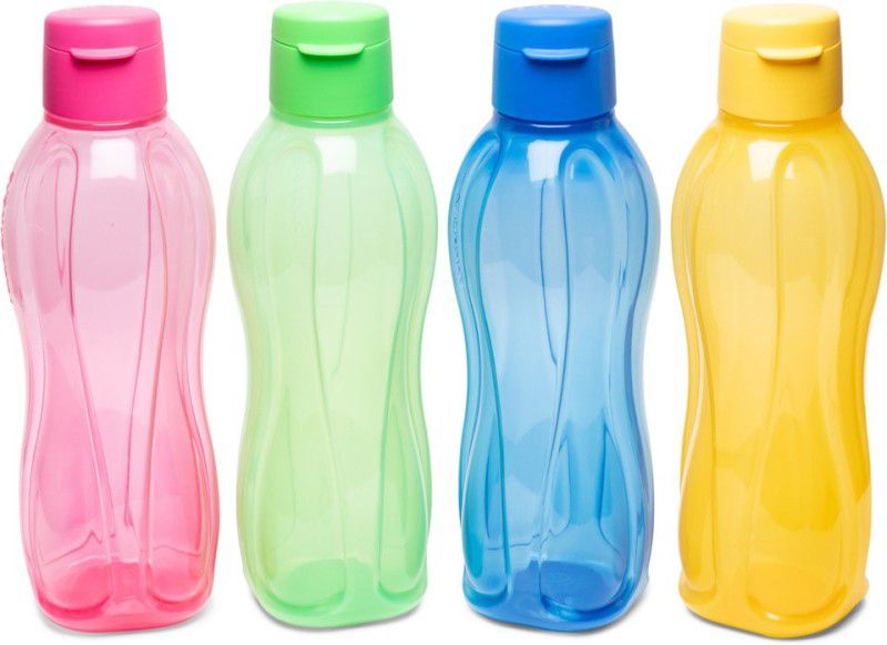 TUPPERWARE Aquasafe Fliptop Bottle 4pc 1000 ml Bottle  (Pack of 4, Pink, Blue, Yellow, Green, Plastic)