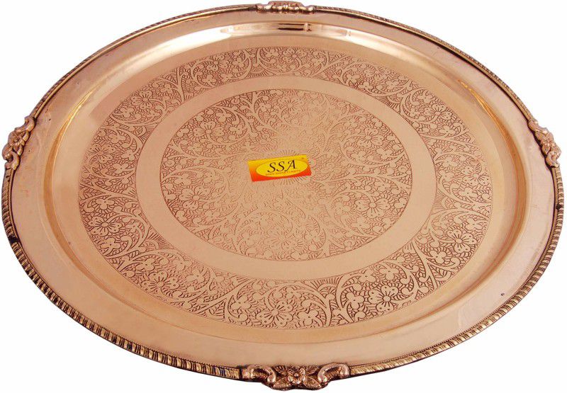 Shivshakti Arts Brass Border Plate/ Dinner Plate18 IN /thali,Dinnerware & Tableware(1Pcs,Yellow) Dinner Plate