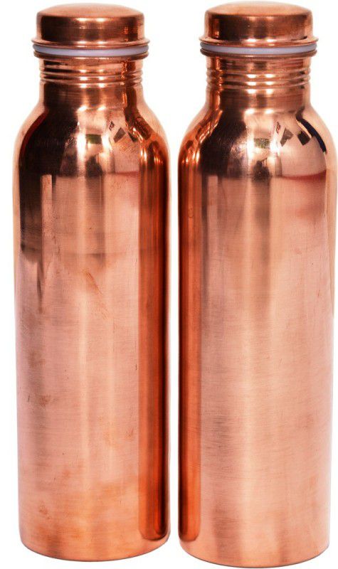 YaNik Copper Water Bottle 1000 ml Bottle  (Pack of 2, Brown, Copper)