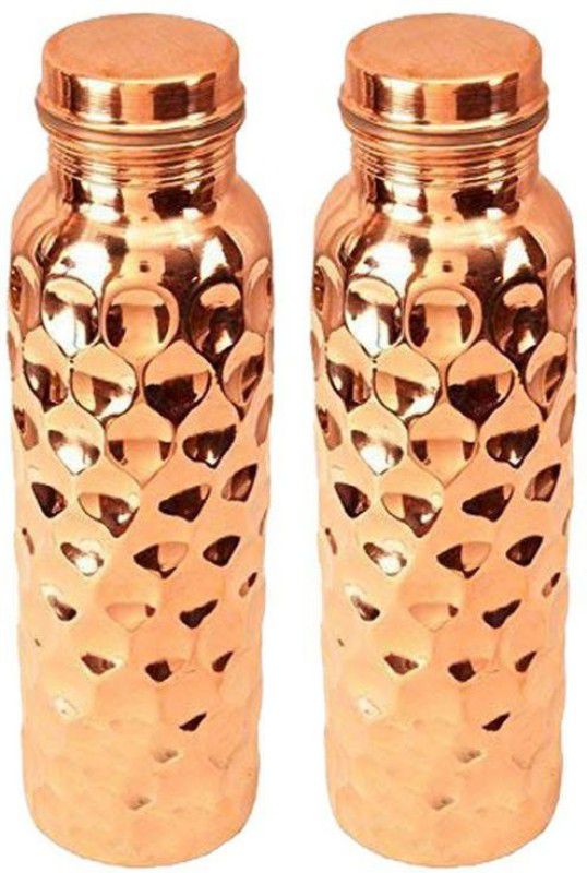 Patni Copper Designer Bottle, 2 Set 2000 ml Bottle  (Pack of 2, Brown, Copper)