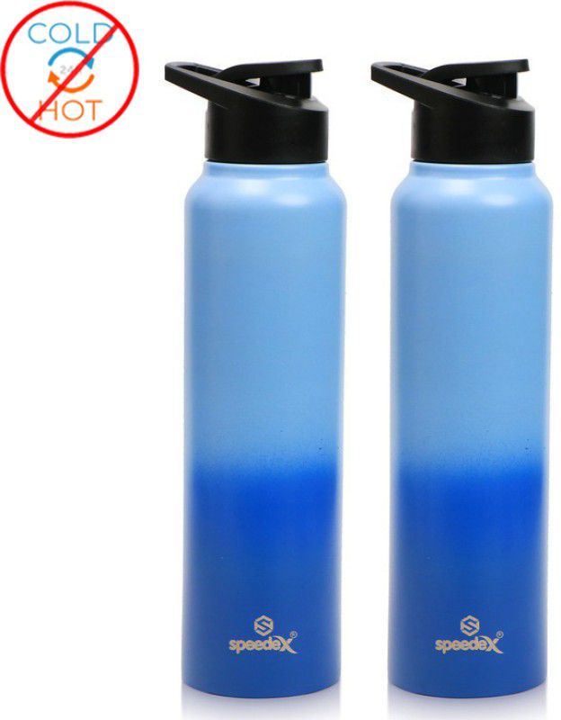 SPEEDEX Stainless Steel Water Bottle for fridge School Gym Yoga Home office Boys Girls 1000 ml Bottle  (Pack of 2, Multicolor, Steel)