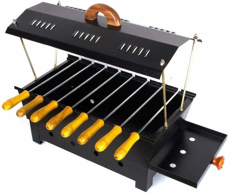 WELLBERG Small Electric & Charcoal Barbeque (2 in 1 BBQ) 4 Skewers"Multi Purpose" Electric Grill