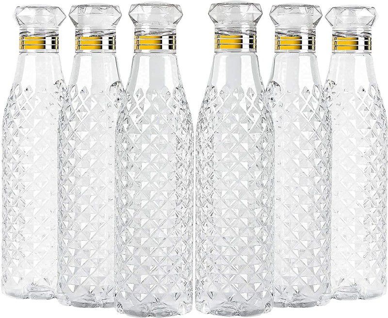 Trilok Crystal Clear Plastic Fridge Water Bottle Set of 6 1 litre, Ideal for Office 1000 ml Bottle  (Pack of 6, White, Plastic)