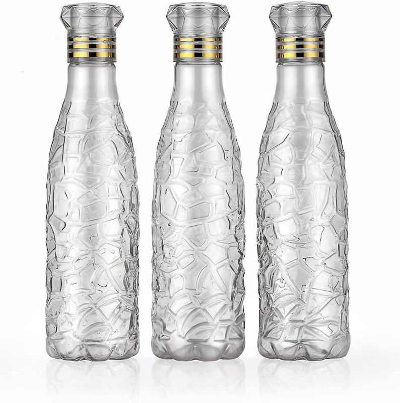 Dwellic Water Bottles 1Litre Bottles Fridge,Transparent,Office,School,Unbreakable Bottle 1000 ml Bottle  (Pack of 3, White, Plastic)