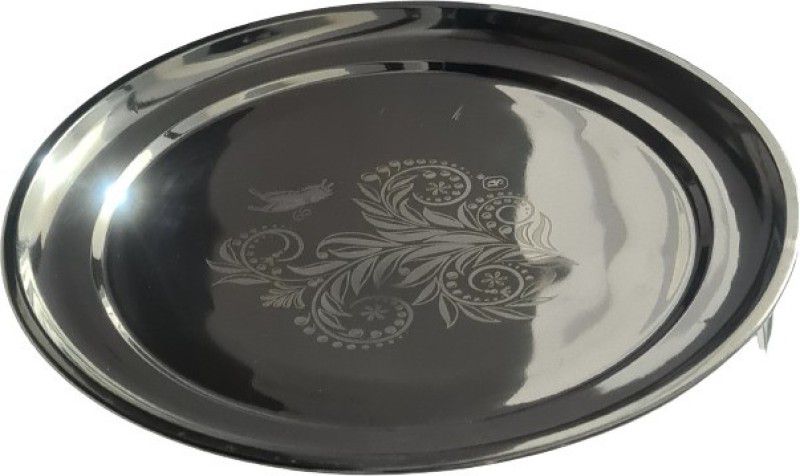 D S 11.4" SIZE, PANKH DESIGN HEAVY QUALITY STAINLESS STEEL. STYLISH EXTRA SHINE Dinner Plate  (Pack of 6)