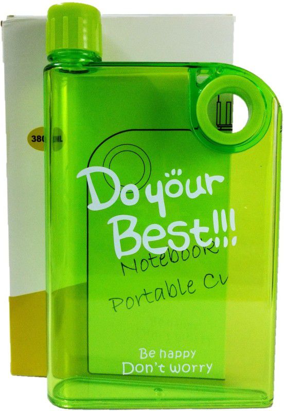 DS Creations Notebook portable cup bottle Green 380 ml 380 ml Bottle  (Pack of 1, Green, Plastic)