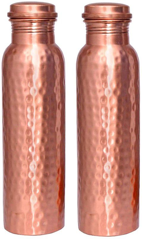 Flipkart SmartBuy seamless pure copper hammered water bottle 1000 ml Bottle  (Pack of 2, Copper, Copper)
