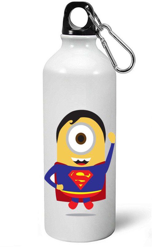 MUGKIN A028- Minion despicable me Official printed (1 Bottle) ml- 600 ml Bottle  (Pack of 1, White, Aluminium)