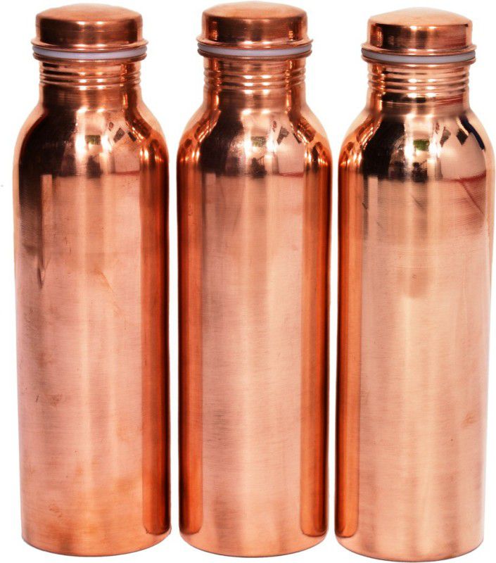 YaNik Copper Water Bottle 600 ml Bottle  (Pack of 3, Brown, Copper)