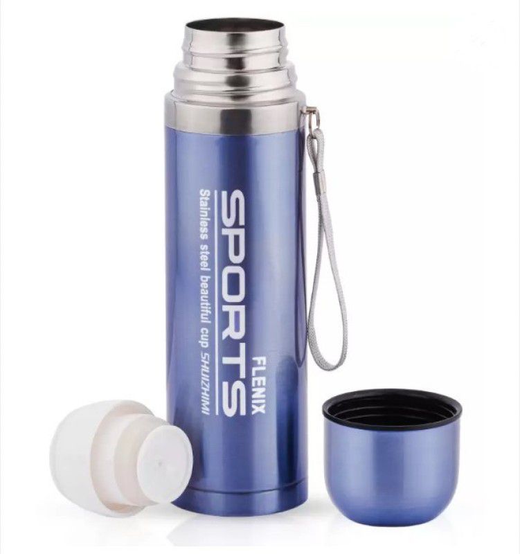 FLENIX Double Walled Water Bottle Sports Vacuum Flask For School Kids 750 ml Multicolor 750 ml Flask  (Pack of 1, Blue, Grey, Steel)