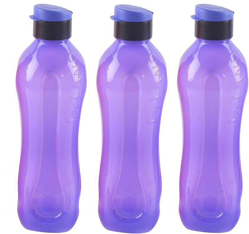 KUBER INDUSTRIES Plastic 3 Pieces Fridge Water Bottle Set with Flip Cap 1000 ml Bottle  (Pack of 3, Blue, Plastic)
