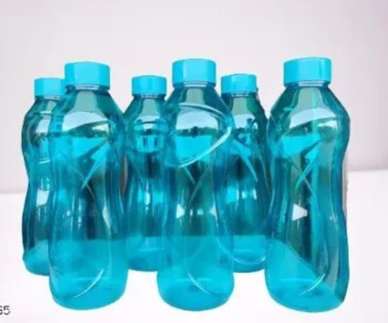 SORT Plastic Water Bottle Set of 6, 1000 ml Bottle  (Pack of 6, Blue, Plastic)