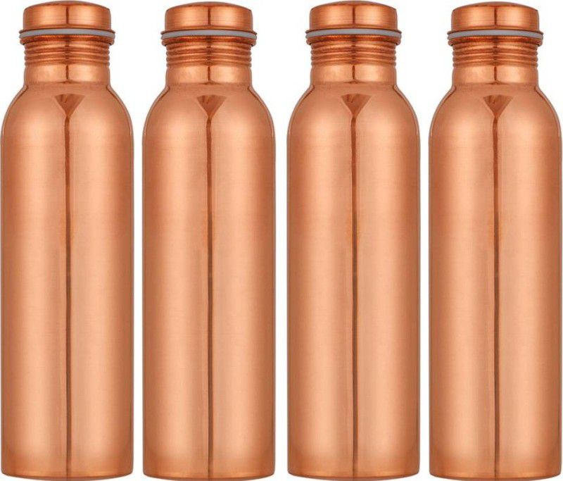 UNICOP Pure Copper High Quality W5 For Storage Water Home Kitchne Gym 1000 ml Bottle  (Pack of 4, Brown, Copper)