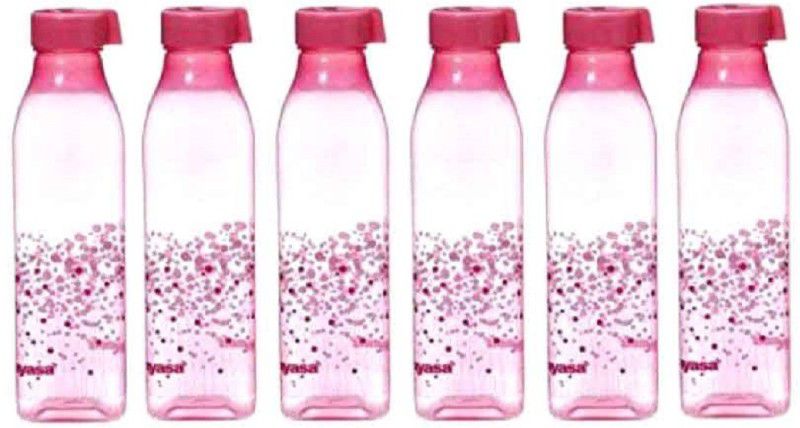 NAYASA Square Bottle 1000 ml Bottle  (Pack of 6, Pink, Plastic)