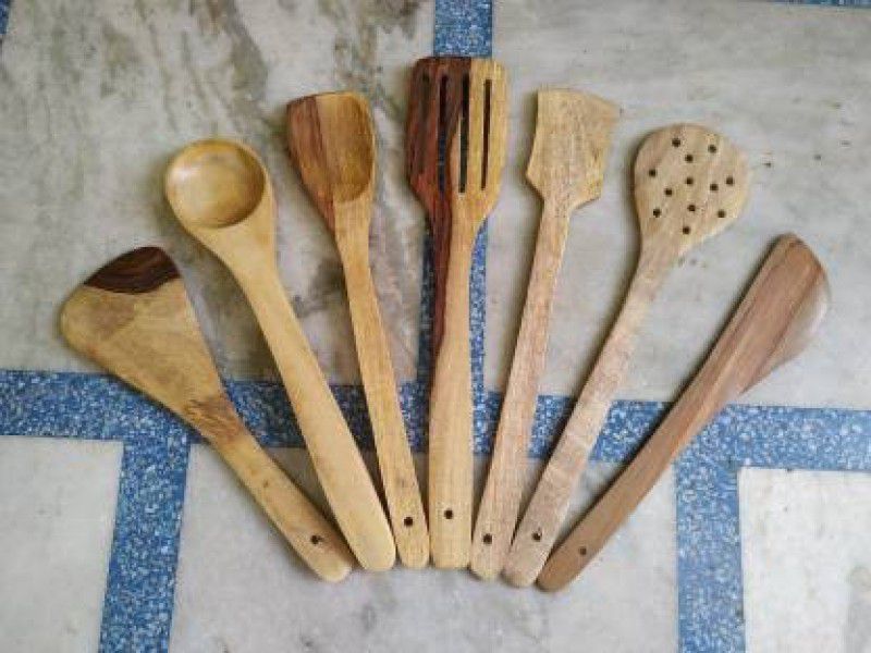 SIFU COLLECTION Wooden Ladle  (Pack of 7)