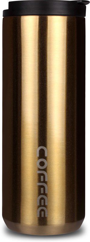 YACHT Vacuum Insulated Hot & Cold Double Wall Thermosteel Travel Mug, Inferno, 500 ml Flask  (Pack of 1, Gold, Steel)