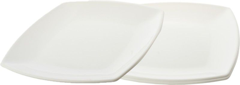 KUBER INDUSTRIES 3 Pieces Unbreakable Virgin Plastic Square Microwave Safe Dinner Plates (White) Dinner Plate  (Pack of 3, Microwave Safe)