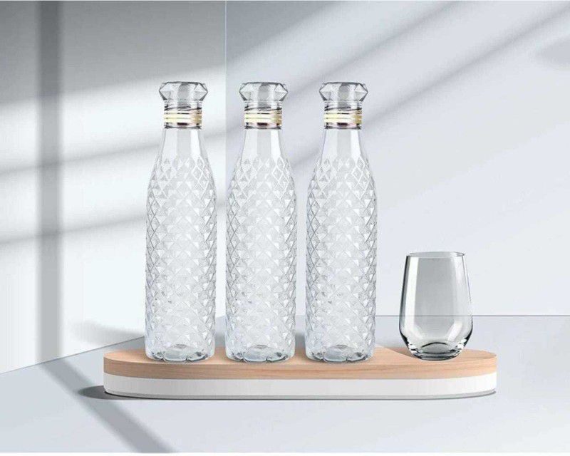 VenHub Crystal Clear Water Bottle for Fridge pack of 3 1000 ml Bottle  (Pack of 3, White, PET)