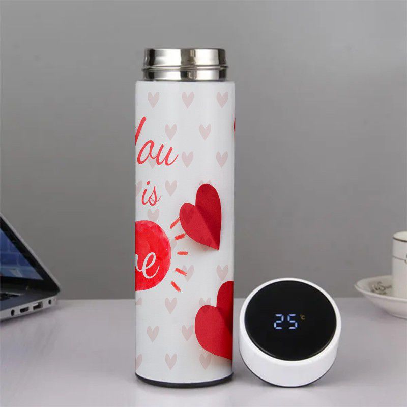 Royals of Sawaigarh All You Need Is love Printed With Hearts Designer Temprature Bottle 500 ml Bottle  (Pack of 1, Multicolor, Steel)