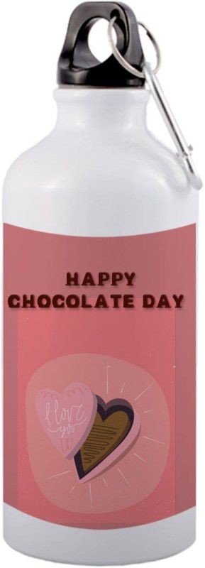 COLOR YARD best happy chocolate day design with heart shaped box on 600 ml Bottle  (Pack of 1, Multicolor, Aluminium)