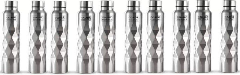 Classic Essentials Stainless Steel Puro Water Bottle 1 Ltr. Each (Pack of 10) 1000 ml Bottle  (Pack of 10, Silver, Steel)