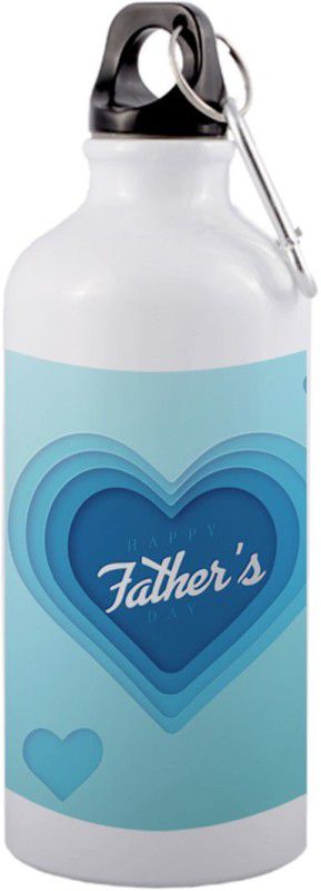 COLOR YARD best happy fathers day Unique gift for papa with blue heart desing on 600 ml Bottle  (Pack of 1, Multicolor, Aluminium)