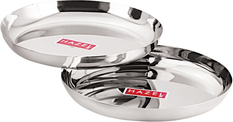HAZEL Steel Plates For Lunch Plates Dinner Steel Dinner Plate Set, 26.8 cm, Set of 2 Dinner Plate  (Pack of 2)