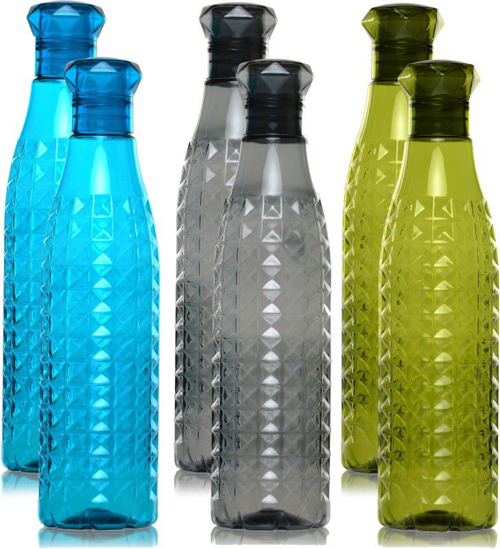 Flipkart SmartBuy Daimond Shape Cap 1000 ml Bottle  (Pack of 6, Black, Blue, Green, PET)