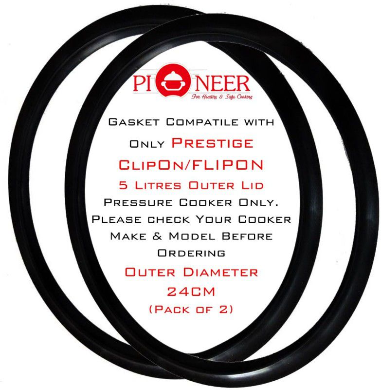 Pioneer Prestige Svachh 5 Litres Clip On | Handi | Steel | Hard Anodised (Pack of 2) 240 mm Pressure Cooker Gasket