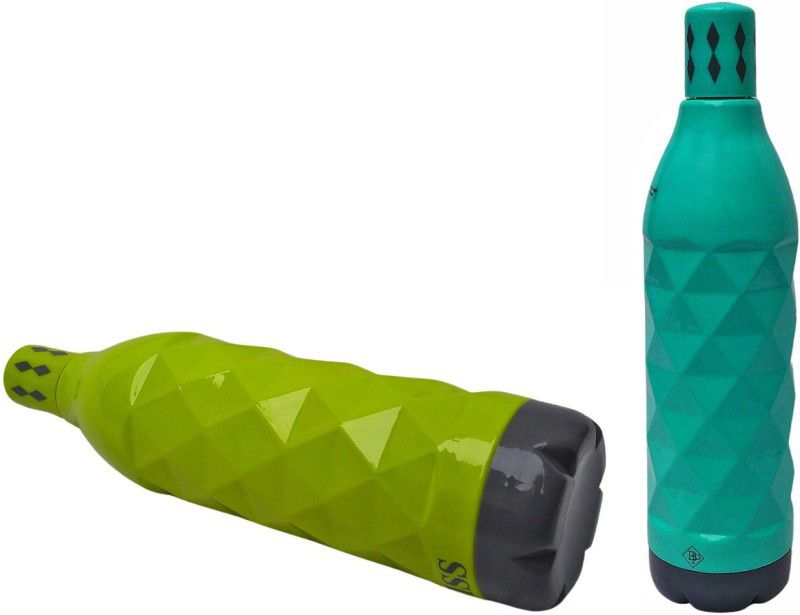 Nirbaan Insulated Bottle Multipack of 2, Keeps Beverages cold up to 8 Hours 1500 ml Flask  (Pack of 2, Blue, Green, Plastic)